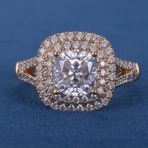 🔥5CT VVS Certified Cushion Cut Lab Grown Moissanite Engagement Ring 14K Size 7